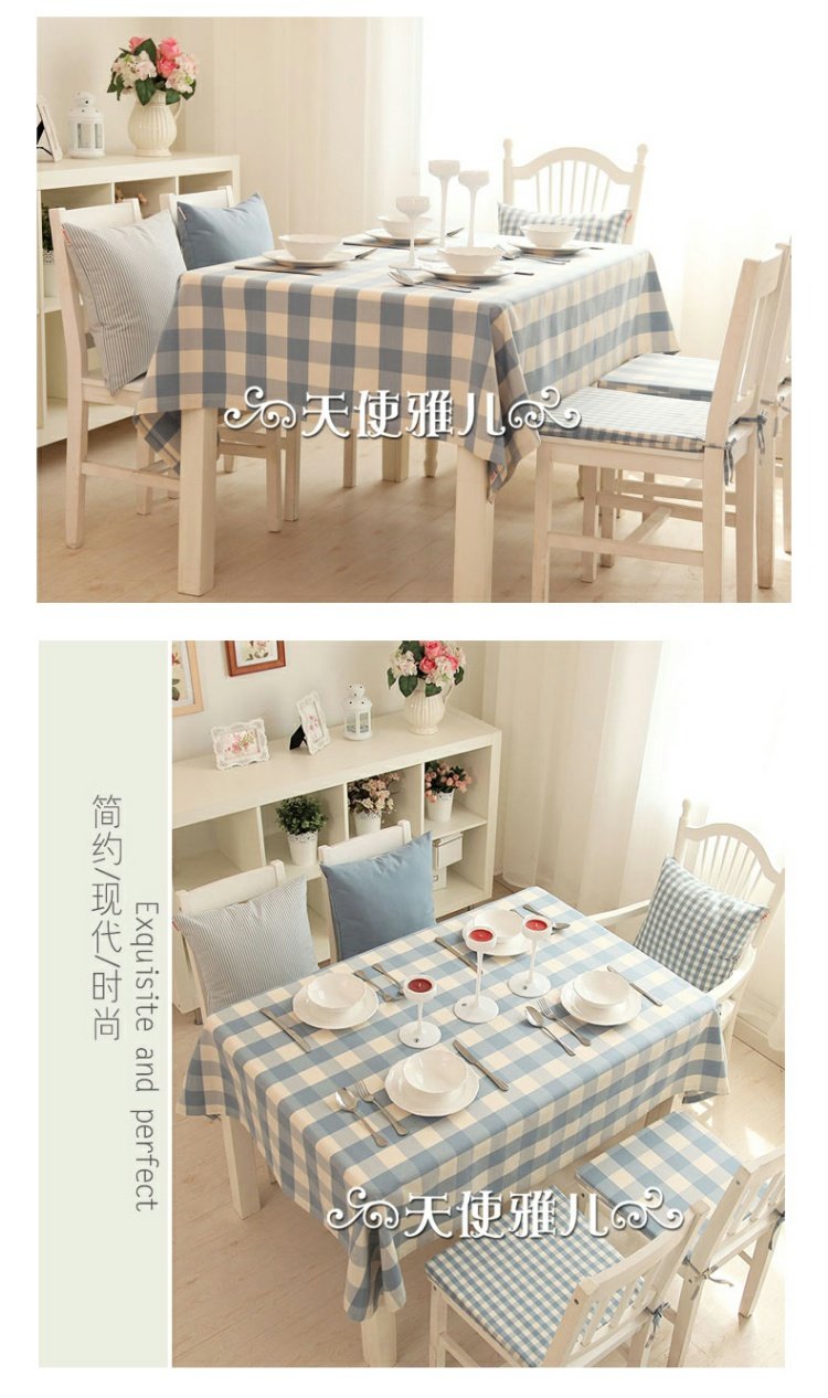 Khăn trải bàn bằng vải Mỹ American cotton dày kẻ sọc hiện đại bàn trà bọc vải nước hồ màu xanh khăn trải bàn nhỏ