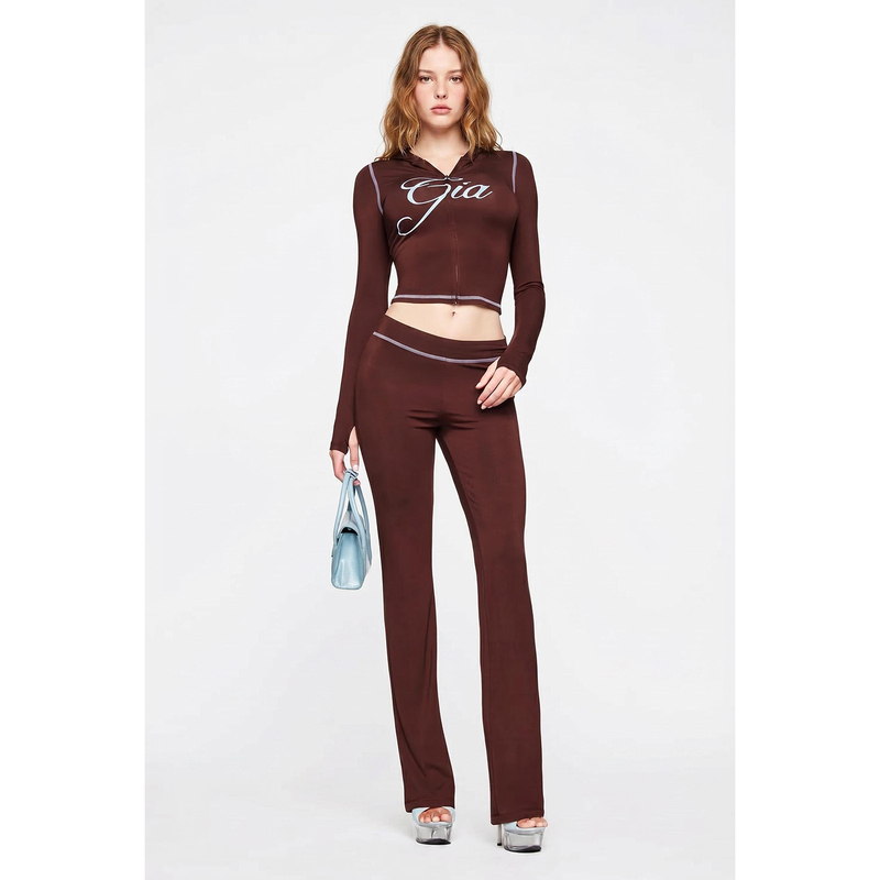Foreign Trade Original Order Gia Spicy Girl Coffee-Colored Suit Sweatshirt Cardigan Sweatpants Super Elastic Home Wear Naked Feeling Comfortable 4077 Foreign Trade Original Order Gia Spicy Girl Coffee-Colored Suit Sweatshirt Cardigan Sweatpants Super Elastic Home Wear Naked Feeling Comfortable 4077