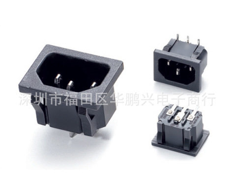 AC power socket single-row three-legged 90-degree angled plug-in plug-in pin