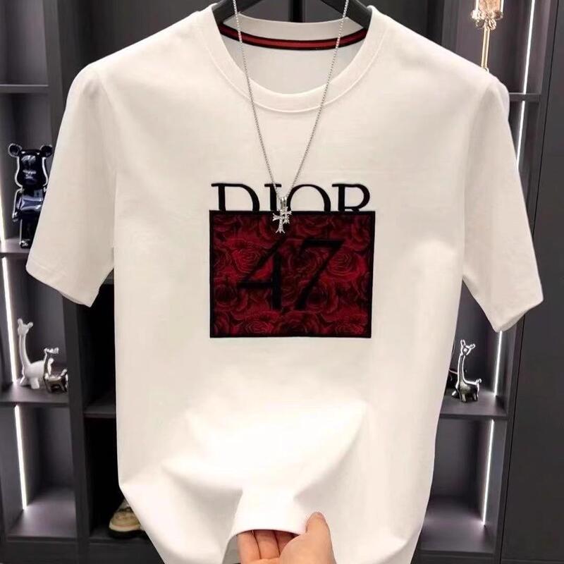 Kangshi Yishu National Trend 2026 Summer White Crew Neck Short Sleeve T-Shirt Men's High-End Fashion Heavy Craft Versatile Top
