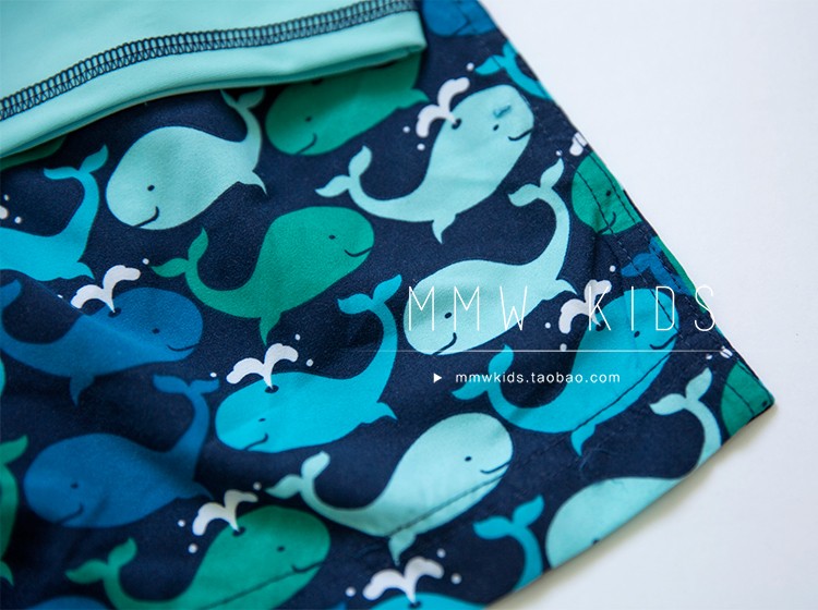 MMW KIDS Boy Summer Summer Mẫu họa tiết chống nắng Jumpsuit dễ thương + Quần short 2 mảnh áo tắm quần áo trẻ em xuất khẩu