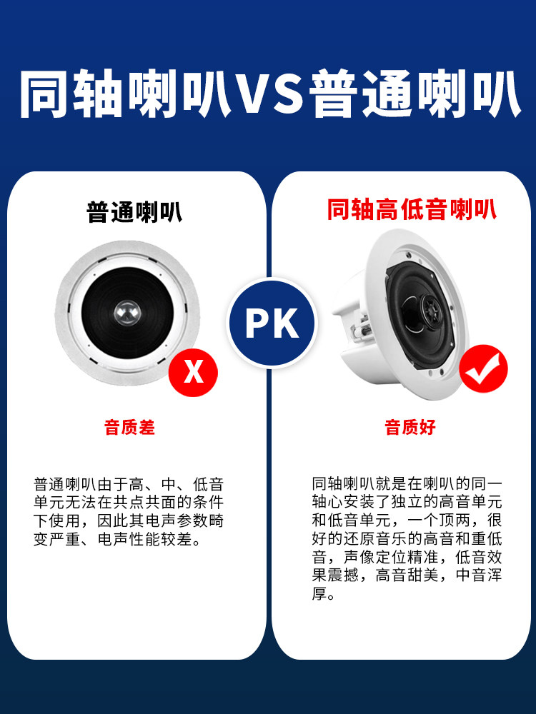 Guoyu Coaxial Ceiling Speaker Embedded Ceiling Audio Subwoofer Store Dedicated Speaker Amplifier