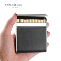 High-end Cow Leather 20 Loaded Cigarette Case Metal Conventional Flip personality Mens ultra-thin outdoor portable anti-pressure incense smoke box