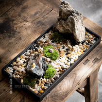 Wujinshi desktop bonsai rectangular porch small ornaments Zen space decorations retro landscape wind furnishings