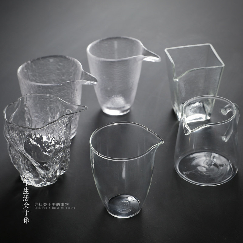 Glass tea sea Transparent fair cup Gongfu tea with male cup Simple tea separator Large heat-resistant accessories Household thickening