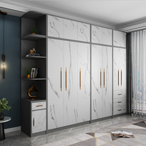 Nordic assembly wardrobe Home bedroom solid wood storage marble large wardrobe combination modern simple standing cabinet