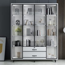 Simple bookshelf Floor-to-ceiling shelf Office living room bedroom locker glass bookcase Bookcase Simple bookshelf