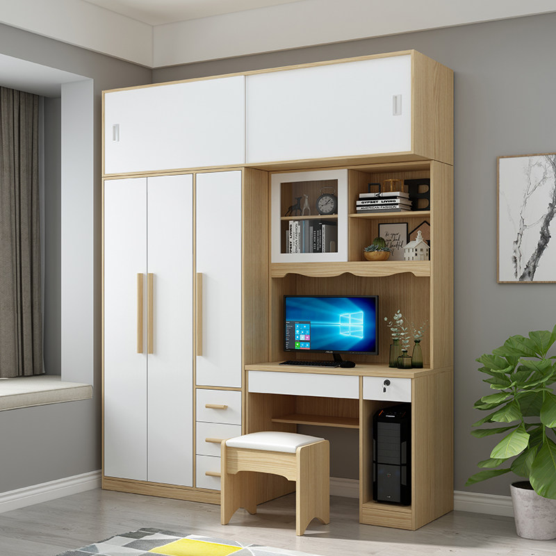 Children's desktop desktop computer with wardrobe integrated table combination minimalist modern student desk small family type connecting cabinet