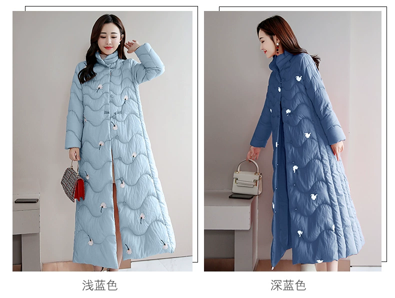 Mùa thu và mùa đông dài xuống bông độn của phụ nữ đầm tangongsam cotton mảng bám quốc gia thêu bông áo choàng mùa đông áo bông. áo lông vũ chính hãng