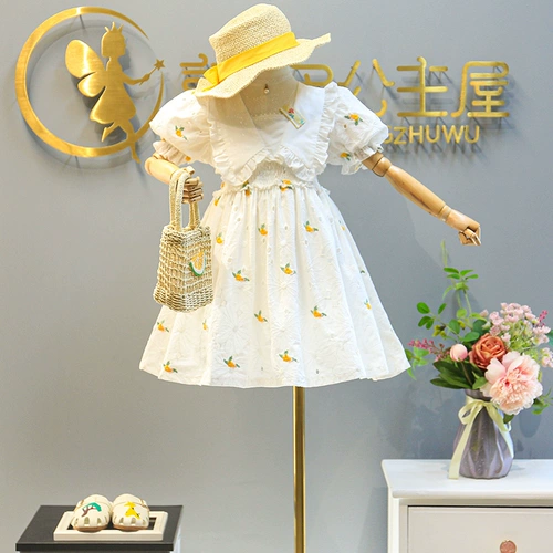 Платье, юбка, летняя одежда, детский наряд маленькой принцессы, с вышивкой