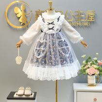 lolita girls Princess Dress Autumn New lace Loita dress mesh lolita children fairy skirt