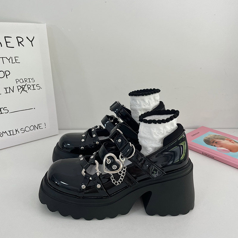 Rock 'n' Roll Hot Girl Petite High Heels Punk Dark Style JK Uniform Gothic Platform Leather Shoes Lolita