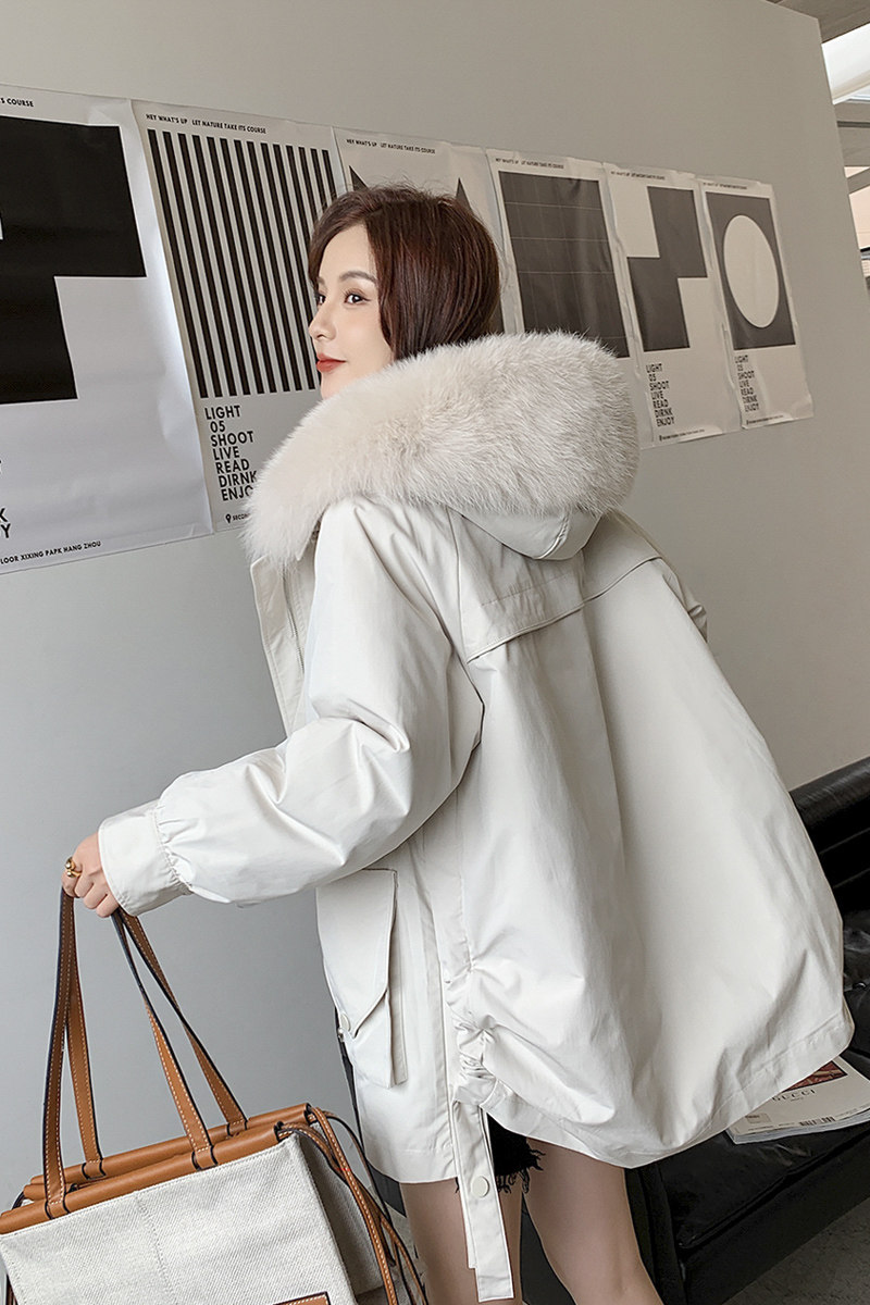 Removable Rex Rabbit Hair Liner Parker Clothing Women's Short 2021 Winter New Fox Hair Collar Fur Coat Small