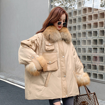 Genuine leather fox fur fight down Parker clothing womens long 2020 winter new small fashion fur coat tide