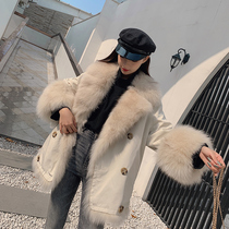 Wear fox fur grass coat on both sides Parker service womens medium-long 2020 winter new British style small coat