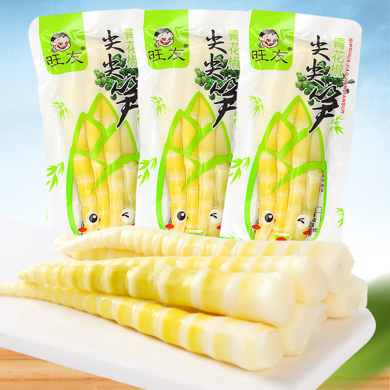 Wangyou blue and white pepper pointed bamboo shoots 500g weighing hot and sour pickled pepper bamboo shoots crispy bamboo shoots Small packaging bamboo shoots pointed instant snacks