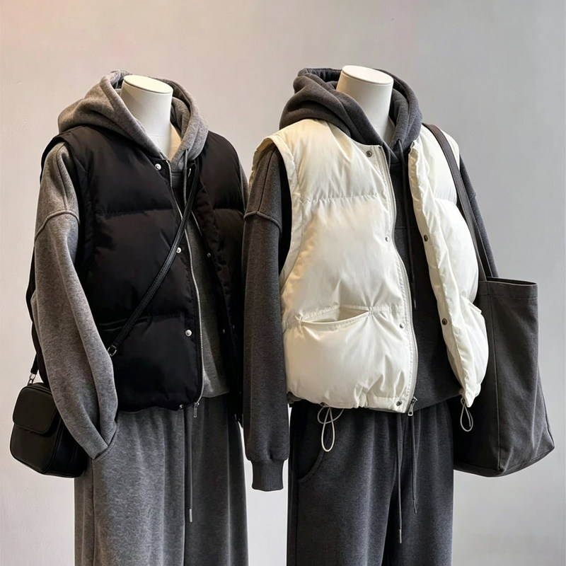 Niche Functional Cotton Vest Sleeveless Stand Collar 2026 Autumn and Winter Loose Thickened Vest Jacket Cotton Gilet for Women Niche Functional Cotton Vest Sleeveless Stand Collar 2026 Autumn and Winter Loose Thickened Vest Jacket Cotton Gilet for Women