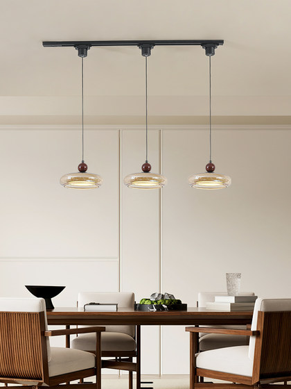 Restaurant with a Vintage Style, Creative Movable Grille Spotlights, Designer Bar Table, Glass Pendant Light Casagd
