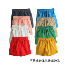 Parent-child seaside resort beach pants mother and daughter father-son boys and women cotton five-point pants casual shorts summer pants