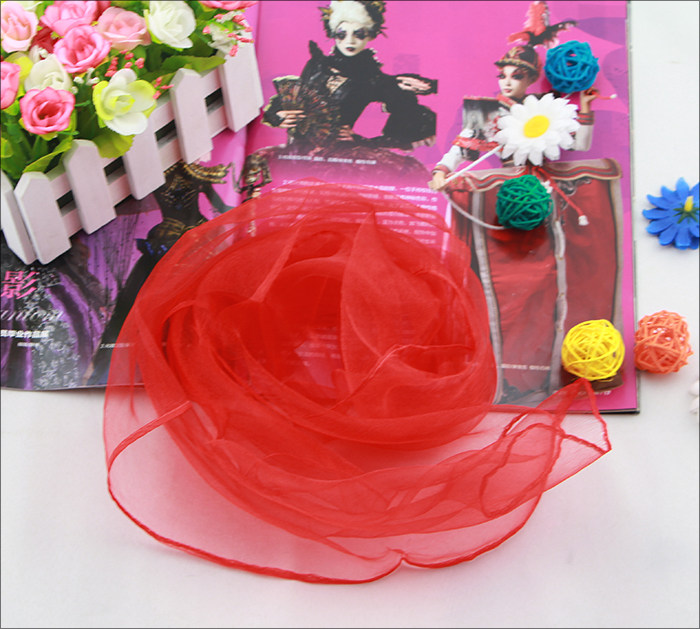 Brand new water soldier dance silk scarves women pure color little square towels dance performance Summer sunscreen Multi-functional silk scarves big red