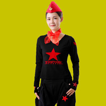 Sailor dance top womens autumn new long-sleeved black five-pointed star clothes for the elderly pure cotton square dance clothing