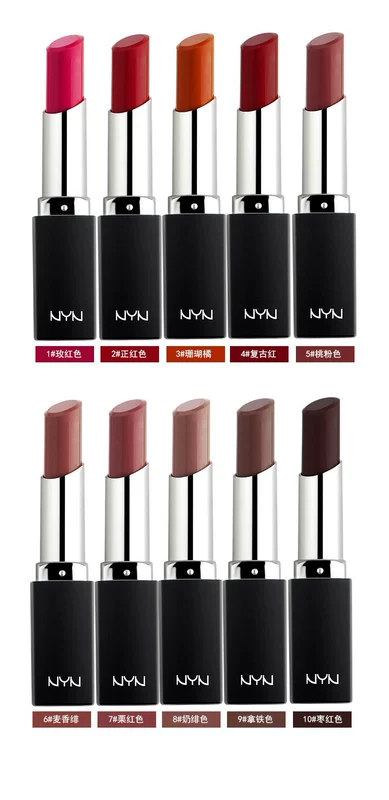 Chính hãng NYN Lasting Moisturising Velvet Matte Matte Lipstick Waterproof Lip Balm Moisturising Hydrating Big Red Vintage Color bảng màu son merzy vỏ tím