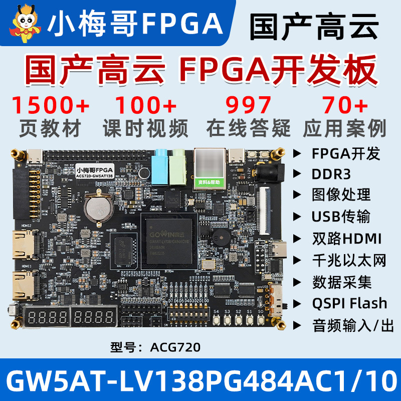 Xiaomei Ge Arorav Gaoyun Gw5At 138K 60K Domestic Fpga Development Board USB Ethernet Acg720