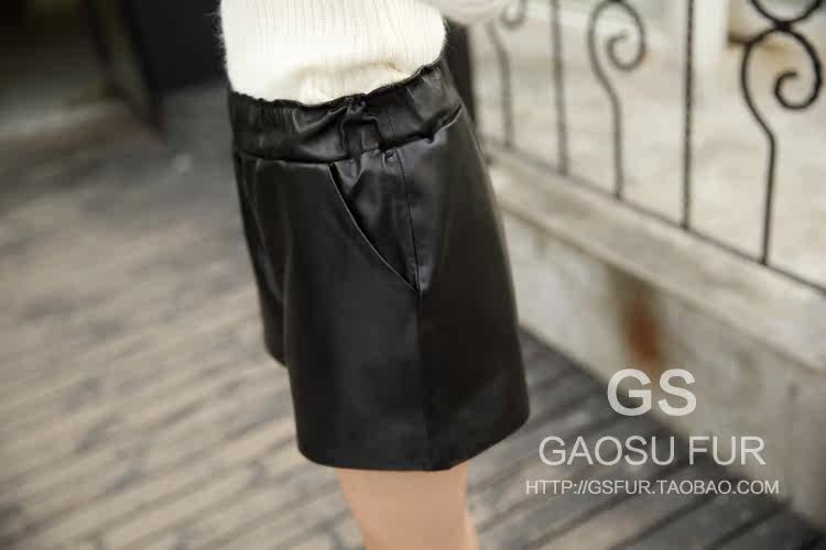 欧洲站<em>2015</em>新款秋冬真皮<em>短裤女士</em>头层绵<em>羊皮</em>