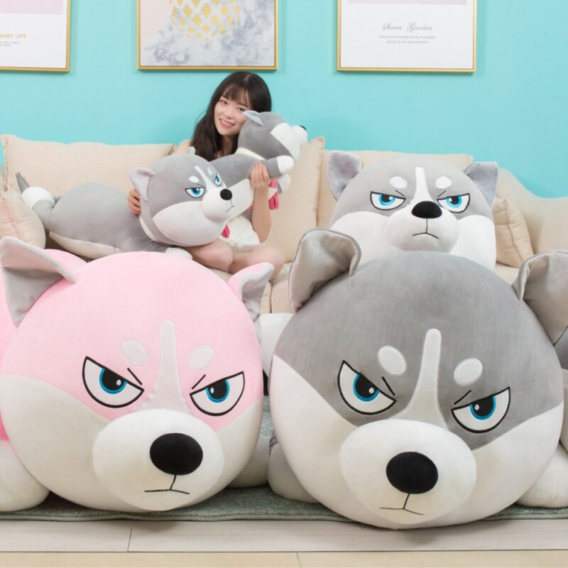 New large husky doll two ha plush toy pink puppy doll and soft sleeping pillow to give away