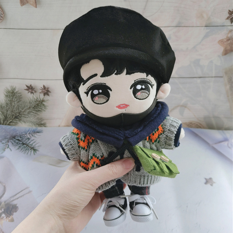 Xiao Zhan doll cotton doll with the same style real-life q version humanoid doll Jingting doll star plush toy naked baby