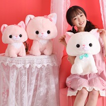 New small milk cat plush toy furry sitting rice cake kitten doll white pink cat doll to send girls