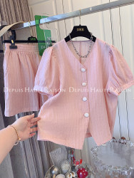 DHR Super Nice French Puff Sleeve Sleeve Short Sleeve Shorts Tops Fashionable Two-piece Suit Summer