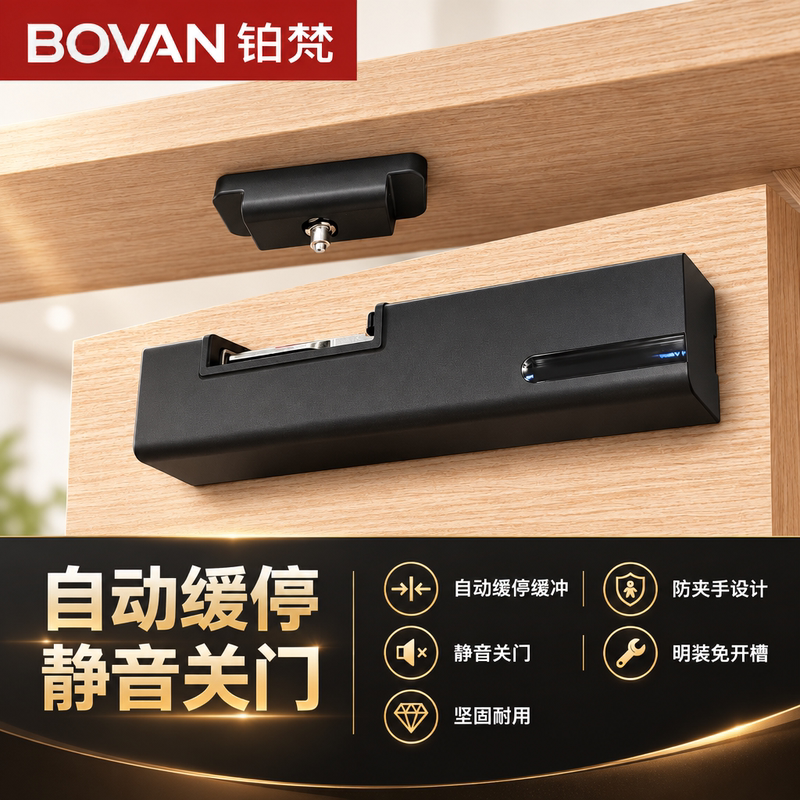 Bedroom Door Damper Buffer for Outward Opening Doors, Hydraulic Silent Anti-Pinch Automatic Door Closer