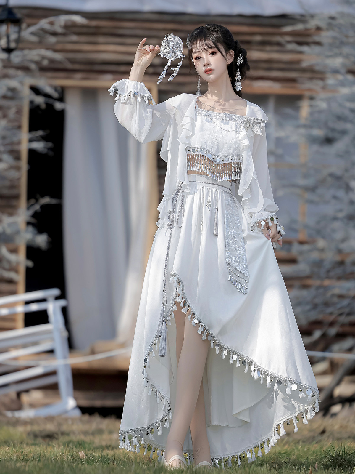 Китайцы одежда наборы 锦慕汉服[白银]苗疆少女白色异域风苗族元素服装民族风汉元素套装