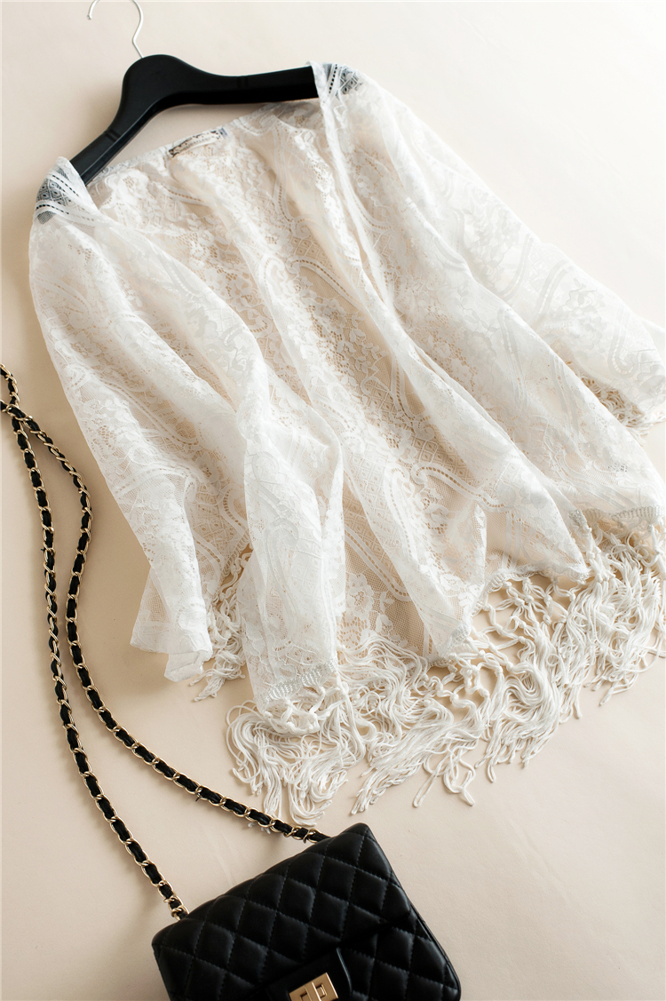 2017 mùa hè ren cardigan nữ khăn choàng voan điều hòa không khí áo sơ mi mỏng hollow tassel bãi biển kem chống nắng áo sơ mi áo sơ mi voan