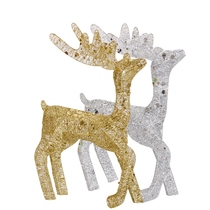 Beauty Exhibition Iron Wire Sparkling Christmas Elk Christmas Iron Art Deer Lads Roe Deer Iron Art Decorations Golden Silver Deer