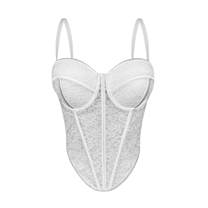 Lace See-Through Outerwear Fishbone Bra Camisole Strapless Short Top Sexy High-End Hot Girl Inner Wear Base Layer