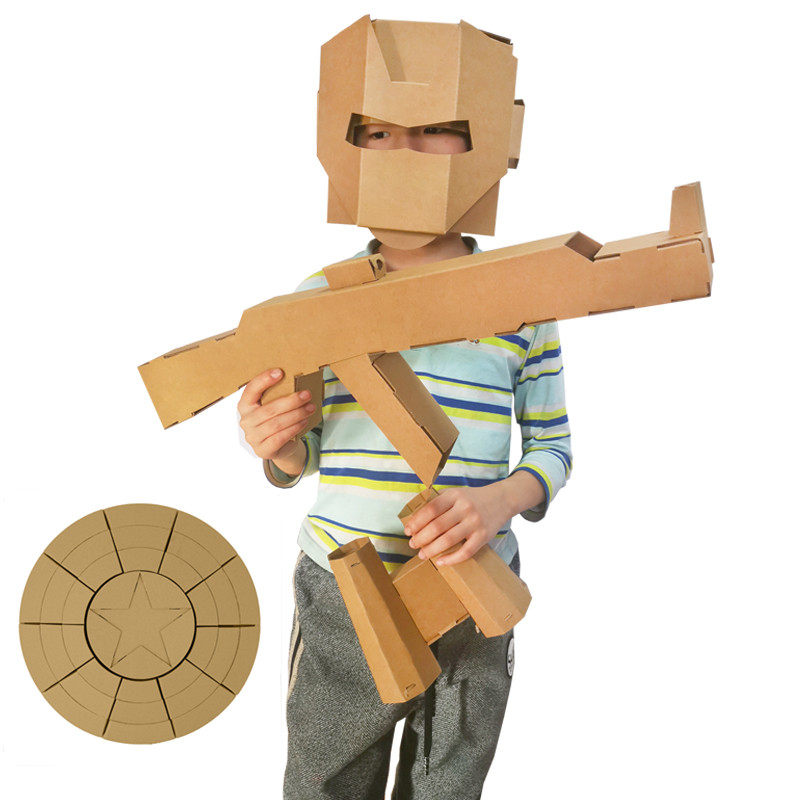 Children's Carton Weapon DIY Toy Gun Mask Hammer Shield Hamming Cardbox Model