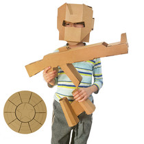 Childrens carton weapon DIY toy gun mask cardboard hammer shield axe animation props handmade carton model