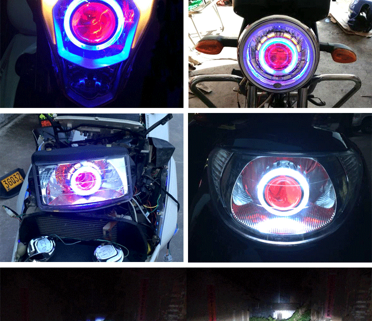 Xe máy Xenon Đèn Pha Trang Bị Thêm Thiết Ma Quỷ Thiên Thần Eyelights Ống Kính Fisheye HID Xenon 3 Inch 3.5 Inch đèn pha trắng xe máy