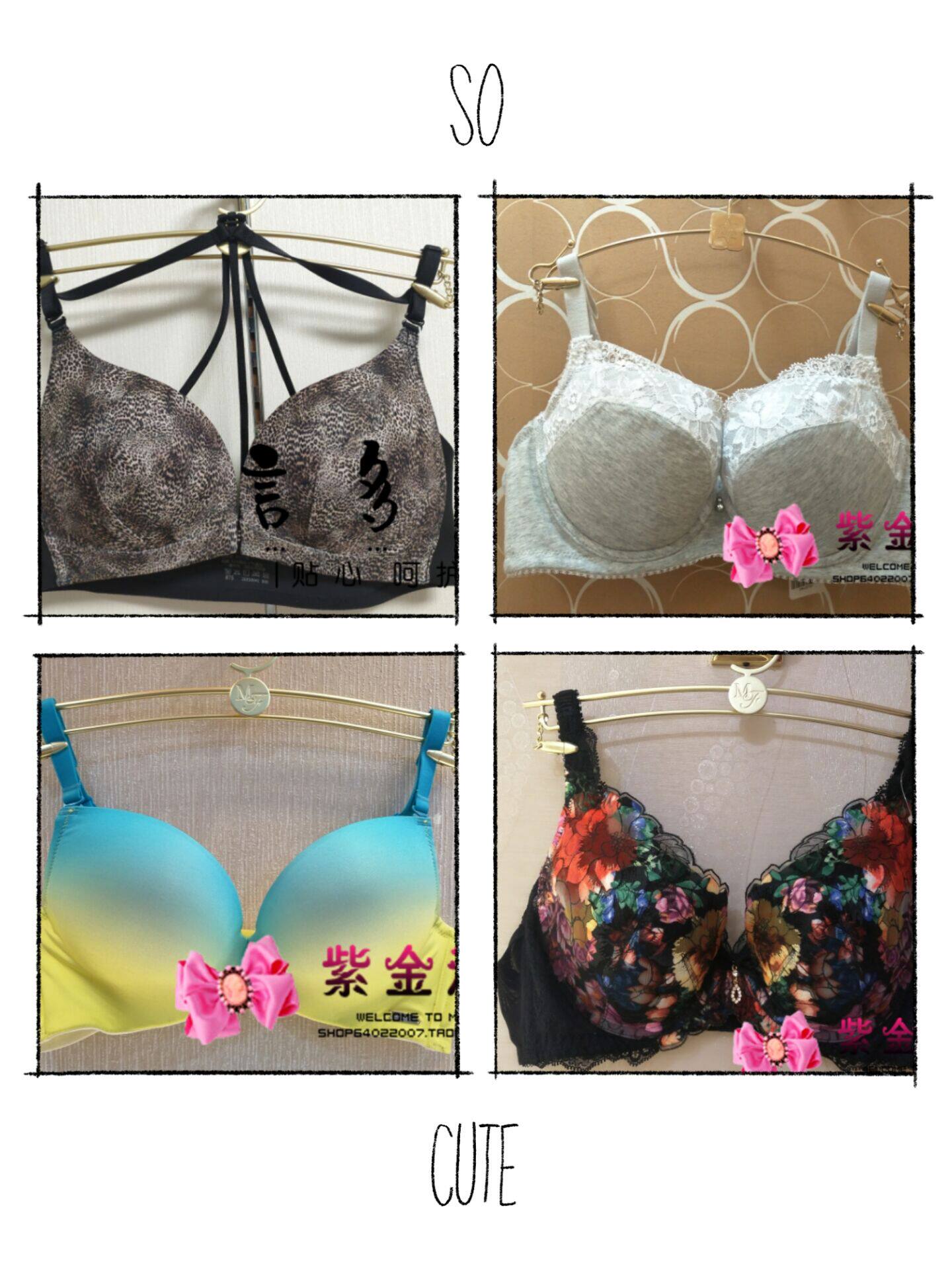Brand 20810597 Sexy flower embroidered deep V with steel ring insert cushion to gather to adjust the female bra