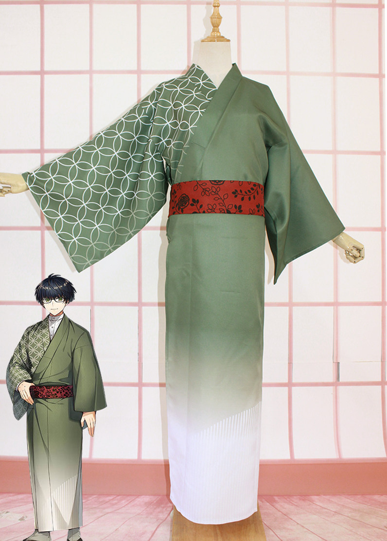 Knife Sword Mess with Weak Dragon Hand Cheijiang Cos Kimono Kimono and Light Bathing Suit Green Progressively printed to customize the rest of the rest