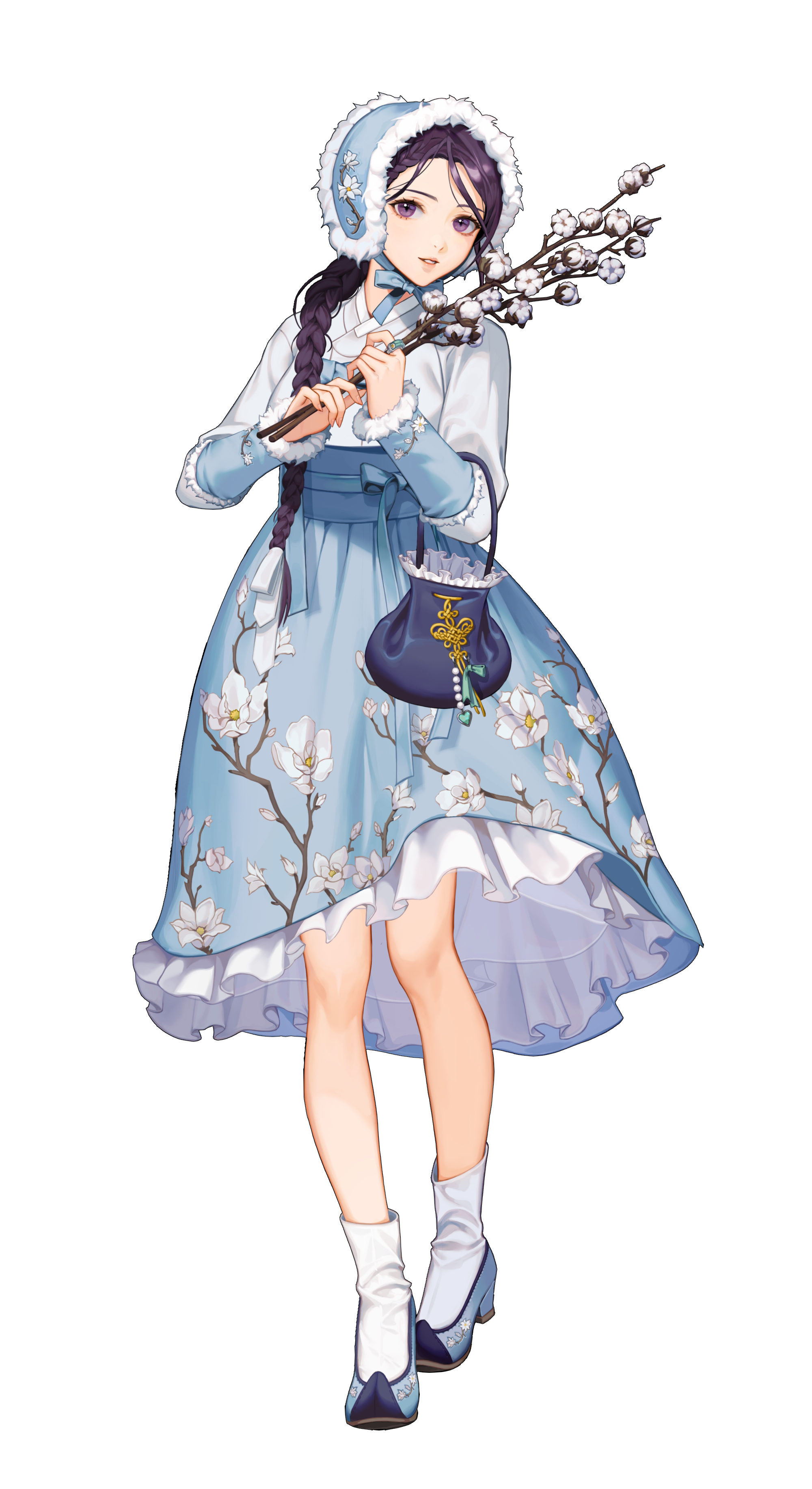 Come on Tuding to do cos clothes black survivor Huizhen North Korean clothes Purple Blue Jade Orchid Han clothes for the rest of her life