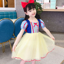 White Snow Princess Dress Girl New Dress Fairy Fashion Net Red Air Gnetting Little Girl Childrens Skirt Summer