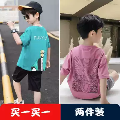 Cotton (children's clothing short sleeve) single two pieces) Boy's T blood new Korean children half sleeve base shirt summer