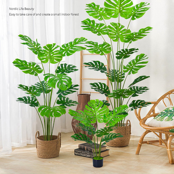 Nordic Style Artificial Green Plants, High-End Light Luxury Monstera Landscaping Combination, Tropical Plant Potted Plants, Window Decoration Ornaments