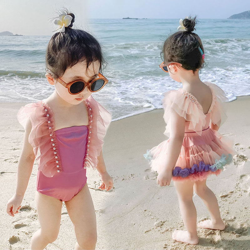 Children's swimsuit and girls' hot spring girls baby Super FairPrincess yarn swimsuit for children