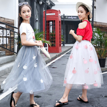 Girl Half Body Dress Spring Autumn CUHK Child Long Skirt Child Super Fairy 5 Princess Skirt 6 White 7 Mesh Veil Skirt 8 Years Old
