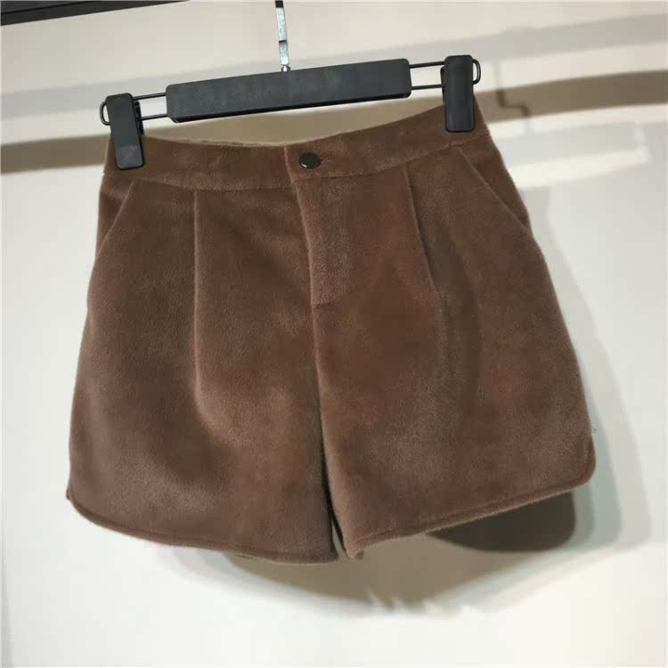 Mát mẻ nước mát mùa đông bờm một khóa quần short eo cao nữ phiên bản Hàn Quốc mặc quần ống rộng quần ống rộng chân quần thủy triều quần áo nữ đẹp