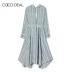 COCO DEAL của phụ nữ Nhật Bản váy áo sơ mi sọc bông không đều có ren cao của phụ nữ Nhật Bản 38315309 - Váy eo cao